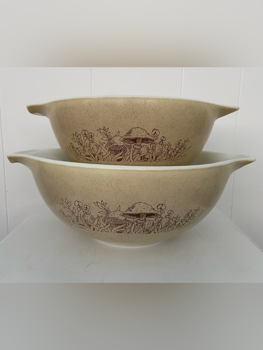 Vintage Pyrex Cinderella Forest Fancies Mushroom Nesting Bowls Lot of 2
